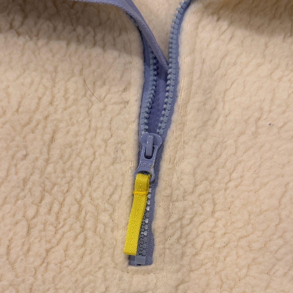 J.Crew Vintage Fleece Cozy Fleece Pullover with Blue & Yellow Size: Small - Picture 3 of 8